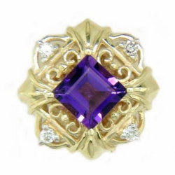 B2897 14K SQ AMETHYST DIAMOND SLIDE 